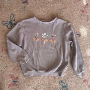 Lavender Sweater with Ballet Mouse Design